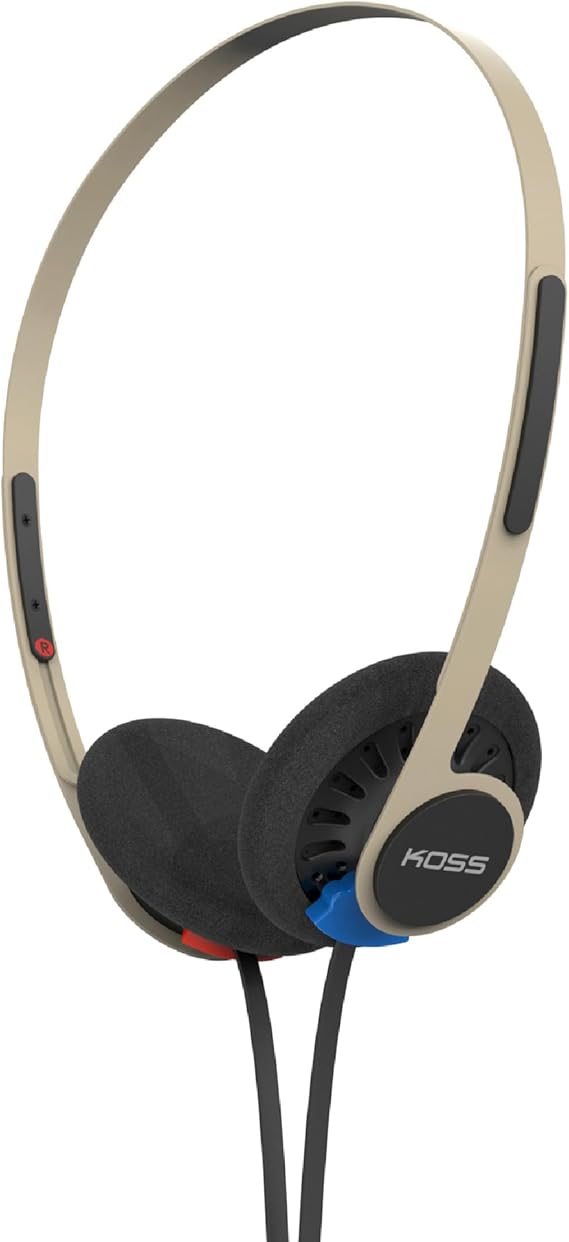 Koss KPH40 Utility On-Ear Headphones, Rhythm Beige, Interchangeable Cord