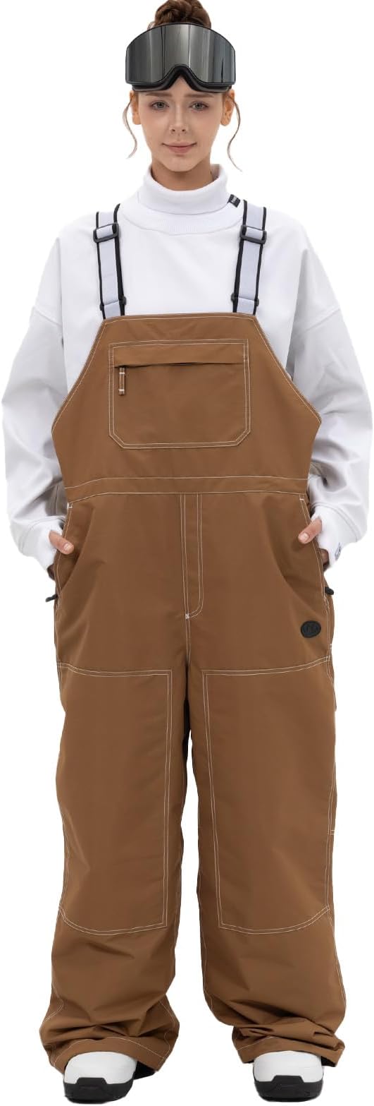 SNOWVERB Womens and Mens Baggy Snow Bib Overalls Pants for Ski & Snowboard