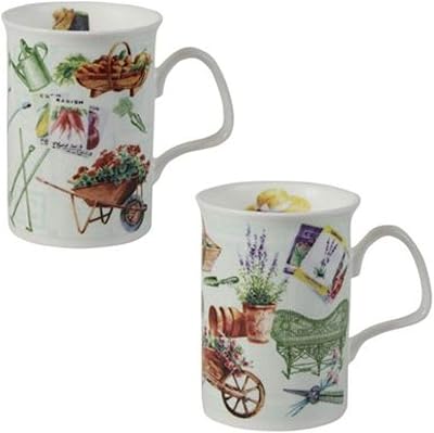 Roy Kirkham In The Garden Ceramic Lancaster Mugs in White Set of 6