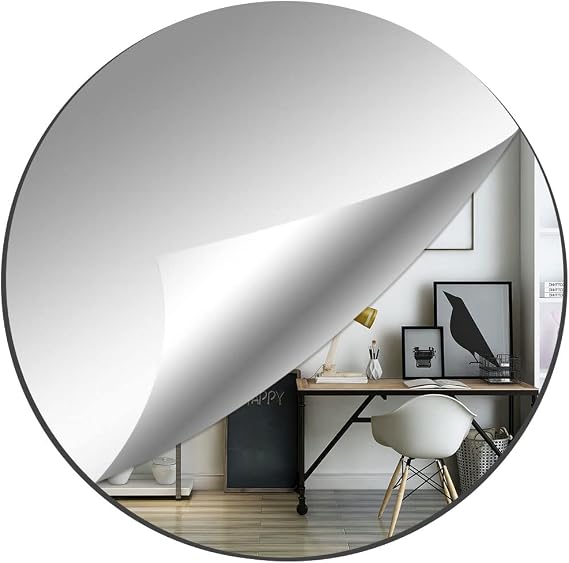 6 in Glass Round Mirror Tile, Small Circle Craft Mirror with Tapes