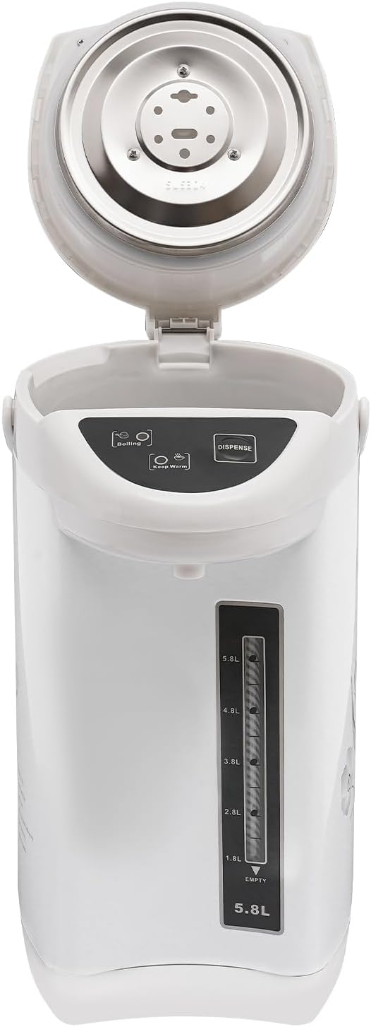 Electric Kettle, 5.8 L/196 Oz Electric Hot Water Urn Pot Dispenser, 304 Stainless Steel Water Boiler Warmer, 110V 750W Multi-Function Smart Kettle with Removable Water Tank for Offices Home (White)