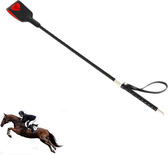 Red Double Layered Heart Riding Crop, Quality Leather Riding Crop, Black Riding Crop, Double Clapping Whip