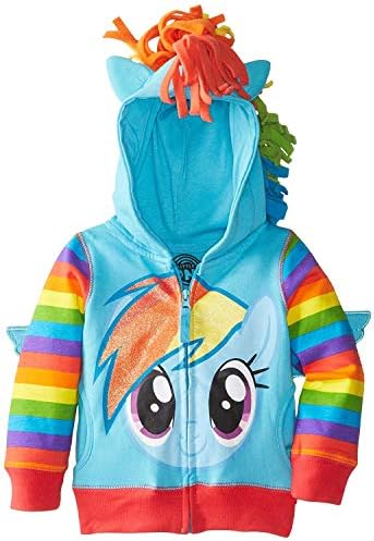 My Little Pony Girls Rainbow Dash Cosplay Zip Up Hoodie Toddler, Little & Big Sizes