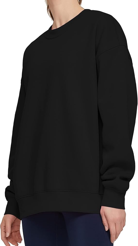 THE GYM PEOPLE Women's Fleece Crewneck Oversized Pullover Sweatshirt | Basic Loose Fit, Warm Plush Lining, Crew Neck, Ribbed Cuffs and Hem, Smooth Stitching, For Hiking, Running and Casual