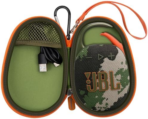 Protective Case Cover Bag for JBL Clip 54 Bluetooth Speaker, Portable Speakers Carrying Storage Organizer with Carabiner for Charger & Cable-Case Only Green