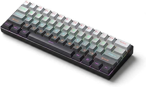60% Wired Gaming Keyboard, RGB Backlit Mini Waterproof Small Ultra-Compact 61 Keys for PC/Mac Gamer, Typist, Travel, Easy to Carry on Business Trip (Mechanical Black Discoloration)