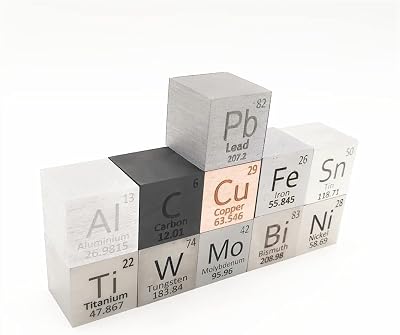 Element Cube Element Cube Set 25.4mm 1 Inch Metal Distillation Molar Mass Density Periodic Collection Cu Lead Bi Sn Al Titanium Tungsten Mo Color : 11pcs Model b