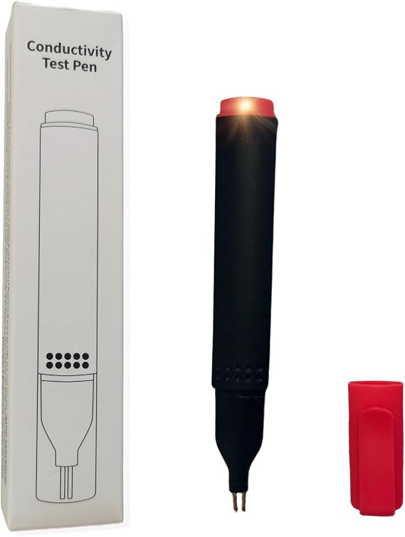 Conductivity Test Pen, Tester for Earthing, Continuity Tester for Grounding Mats, Sheets, Pads, Socks, Pillow Cases. Use to Test Effectiveness of Earth Connected Products.
