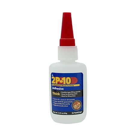 FastCap 80208 2P-10 Professional 2 Oz Thick Wood Adhesive Glue | Ideal For Wood Works, All Purpose Application, 4000 PSI Tensile & Sheer, 80208