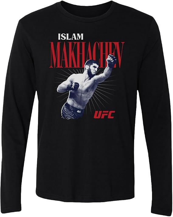 500 LEVEL UFC Islam Makhachev Retro Bitmap Men's Long Sleeve T-Shirt