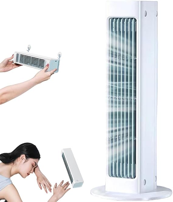 Breezamax,Qinux Breezamax,Breeze Max Air Cooler,Rechargeable Portable Air Conditioner with Remote Control,3 Speeds and 60 Degrees,Small Air Cooling Fan for Bedroom Office White