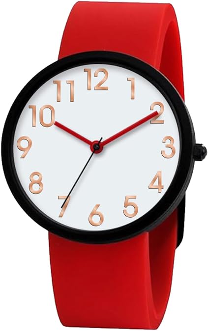 NUOVO Men's Silicone Sports Watch - Red, Black Face, Waterproof