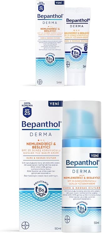 Bepanthol Derma SPF 25 Face Care Cream + 3 Pieces Derma SPF 25 Face Care Cream 5ml Gift