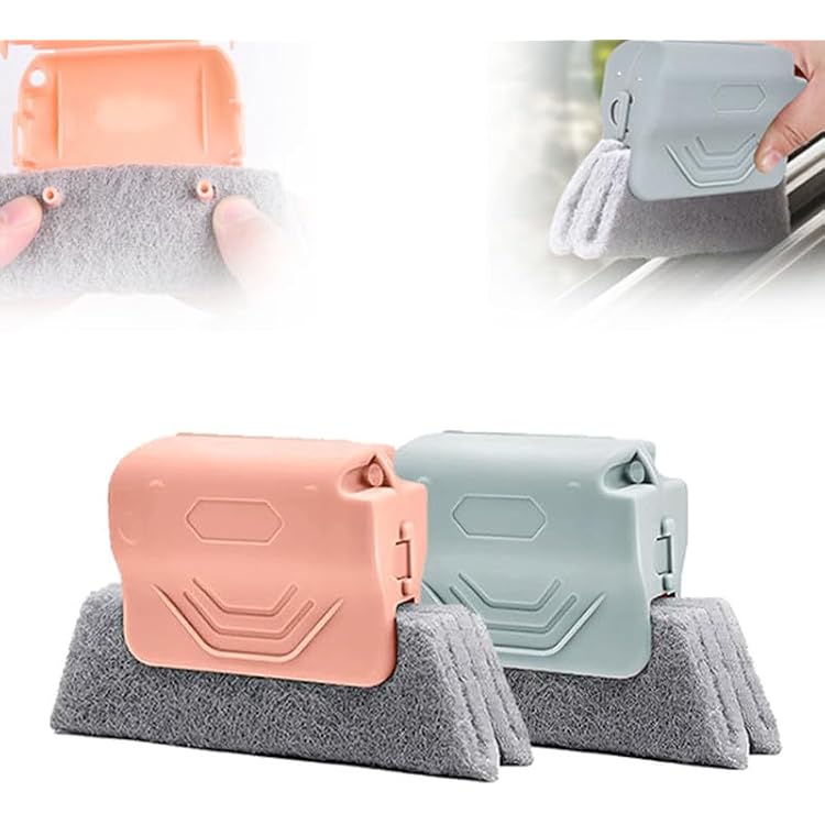 Magic Window Track Cleaner, 2024 New Window Groove Cleaning Brush Tools Set, Creative Cleaner Brushes Tools for Window lides Gaps, Sliding Door Track, Tile Lines Shutter Car Vents GreyPink