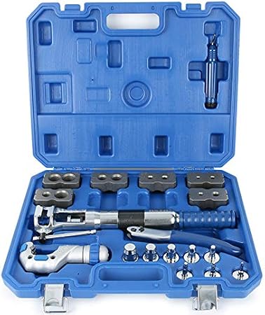 NEWTRY 2 in 1 Hydraulic Copper Tube Expander Set Hand Flaring Tool Kit Swaging Tool 7Pcs Dies 3/16" to 7/8"