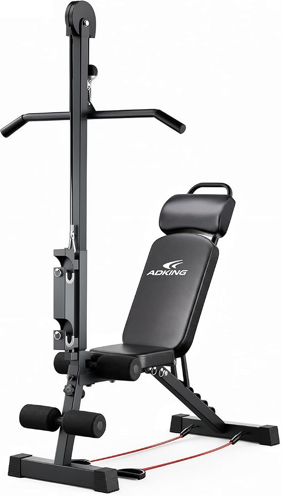 12-in-1 Home Gym LAT Pull Down & High Pulley System - Full Body Training Machine for Back, Chest, Arms & Tricep Workouts (Included Free Training Poster)
