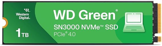 Western Digital Green SN3000 NVMe 1 TB (read up to 5,000 MB/s, write up to 4,000 MB/s) - WDS100T4G0E