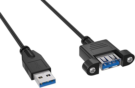Cable Leader 1ft USB 3.0 Panel-Mount Type A Male to Type A Female Cable