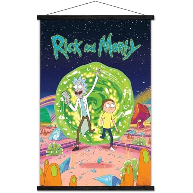 Trends International Rick And Morty - Cover Wall Poster, 22.375 x 34, Premium Print and Black Hanger Bundle