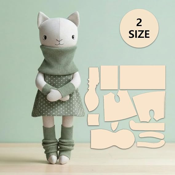 Cat Doll Multiple Sizes Sewing Patterns | Handmade Doll Clothing Apparel Making Templates for Beginners