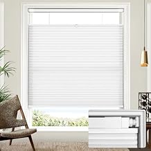 Lazblinds Upgraded Top Down Bottom Up (TDBU) Honeycomb Blinds, No Drill No Tools Easy Install Cordless Cellular Shades for Windows 34" W x 48" H, White - Light Filtering