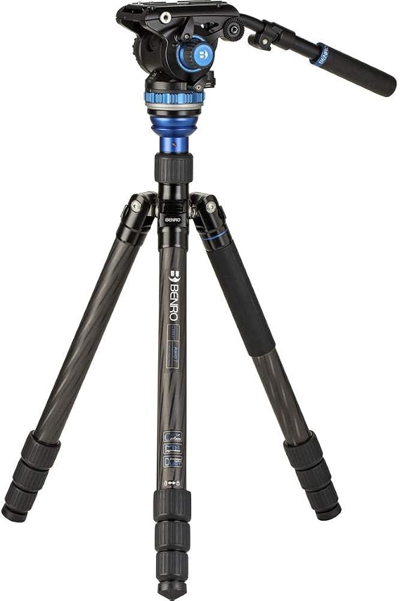 Benro Aero 6 PRO Carbon-Fiber Video Tripod & Monopod Kit S6 PRO Flat-Base Fluid Video Head, Reverse-Folding Legs, Leveling Center Column, Carry Case (C3883TS6PRO)