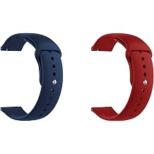 Quick Release Watch Band Compatible With Sekonda Active Plus Silicone Watch Strap with Button Lock, Pack of 2 (Blue and Red)