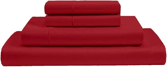 100% Giza Egyptian Dreams Cotton, [4 PCs] 22" Extra Deep Pocket Bed Sheet Set, Giza-Cotton-My-Sheets-&-Pillow-Cases, Finest Long Staple, Soft Sateen Weave |Twin, Burgundy|