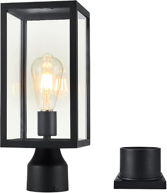 Windben Large Outdoor Post Light, Waterproof, 14.7in, Matte Black