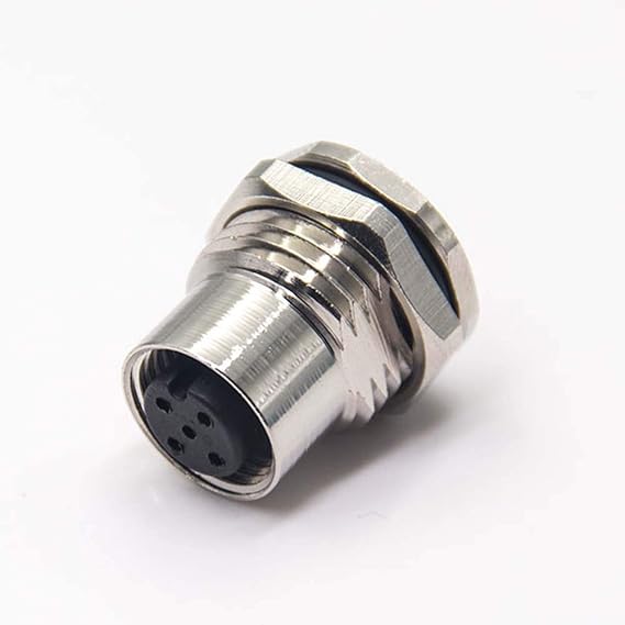 Elecbee M12 Connector Standard 5 Pin Female Socket Solder Cup Waterproof Panel Mount Female 5 Pin M12 Waterproof Connector