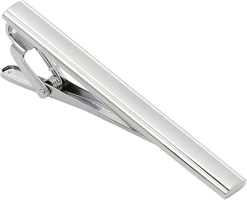 Mens Tie Clip, Metal Silver Tone Minimalist Ties Clips,Formal Tie Bar Clasp Clip for Wedding