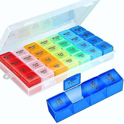 Pill Organizer 4 Times a Day,Premium Weekly Pill Case Medicine Organizer Box 7 Days 28 Compartment to Hold Vitamins Medicine Organizer Box