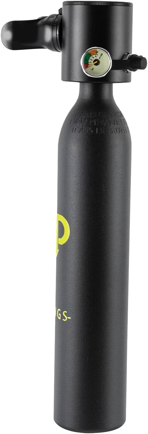 Mini Scuba Tank 0.5L Capacity Mini Scuba Diving Tanks, Underwater Device Scuba Cylinder w/5-10 Minutes Diving Oxygen Tank Inflatable Scuba Diving Equipment-Black