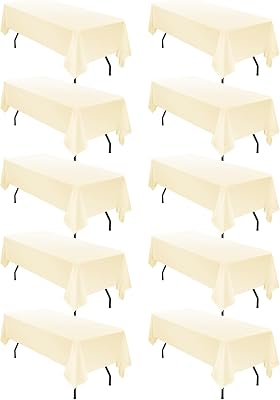 fani 10 Pack 60 x 102 Inch Tablecloth, Beige Tablecloth for 6 Feet Rectangle Tables, Stain and Wrinkle Resistant Washable Fabric Table Cloth for Wedding Party Dining Table Buffet Parties Camping