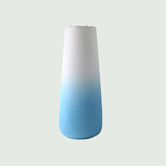 Lsbtaucp-9.4-inch Matte Gradient Ceramic Wide-Mouth vase, Modern Art vase for Decorative centerpieces, Living Room Dining Room Study Office, Very Good Decoration, Shooting Props (Blue)