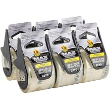 Duck Max Strength Clear Packing Tape with Dispenser 6 Rolls of Maximum Strength Heavy Duty Packaging Tape for Shipping & Moving, Strong Packing Tape for Boxes, 1.88 Inch x 22 Yards, Clear (284983)