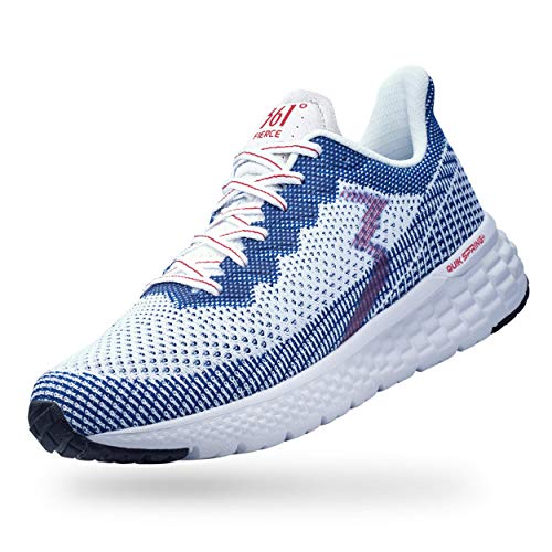 361 Degrees Mens Fierce High Performance Neutral Trainer Lightweight Running Shoe, WhiteNautical Blue, 8