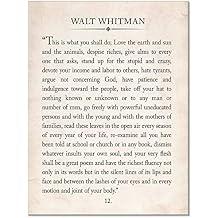 Walt Whitman Vintage Book Page Literary Quote Art Print for Home, Classroom or Library