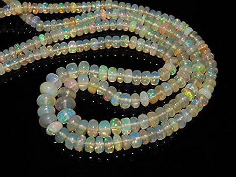 13 inch natural beads strand of 5x8mm smooth rondelle ethiopian fire opal gemstone beads for DIY jewelry - necklace, bracelet, earring, ring.