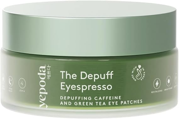 Yepoda The Depuff Eyespresso, Depuffing Caffeine & Green Tea Eye Patches, Reduce Puffiness & Rejuvenates Tired Under Eye Area, Vegan Korean Eyepatches for All Skin Types, 60 pcs / 90 g