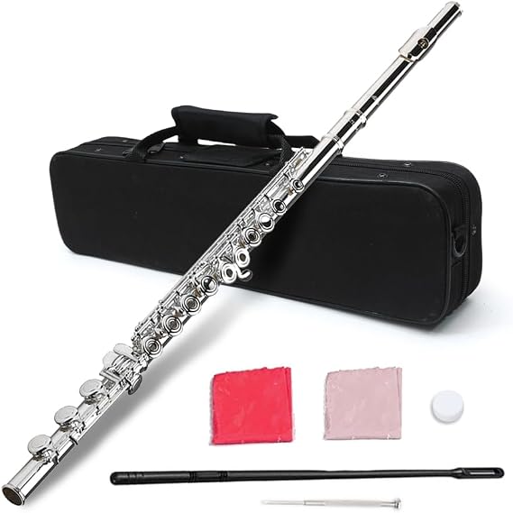 17 key Closed Hole Flute C key Nickel Silver plate with Gloves,case,cleaning accessories Suitable for students, adults