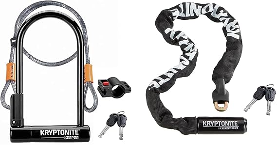 Kryptonite Keeper Standard 12mm U-Lock Bicycle Lock with FlexFrame-U Bracket & KryptoFlex 410 10mm L & Keeper 785 Integrated Bicycle Lock