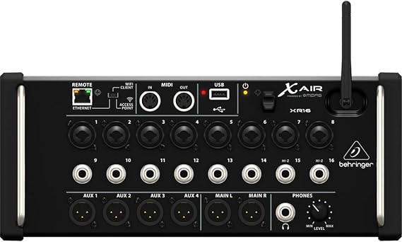 Behringer X AIR XR16 16-Input Digital Mixer for iPad/Android Tablet with 8 Programmable Midas Preamps, 8 Line Inputs, Integrated Wifi Module and USB Stereo Recorder