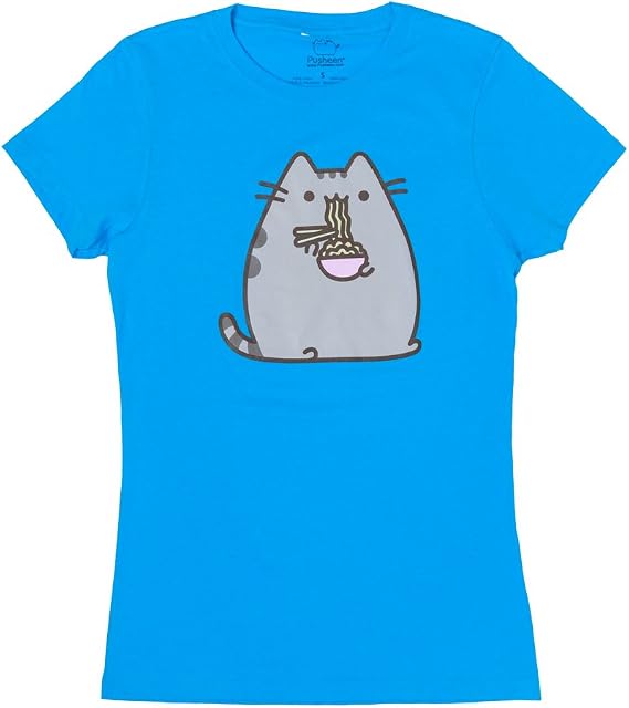 Pusheen The Cat Eating Noodles Juniors T-Shirt