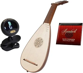 Includes Roosebeck 8-Course Travel Lute + Roosebeck 8-Course Lute String Set + Snark Clip-On Chromatic Tuner For Guitar, Lute, Oud Dulcimer