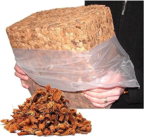 Compressed Coconut Husk Chips 9lbs - Expandable Substrate Block, Coco Coir Fiber Mulch, Reptile Bedding, Potting Soil Mix for Indoor & Outdoor Applications.