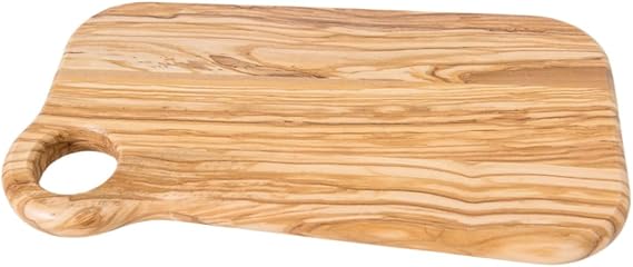 Lipper International Olive Wood Cutting and Serving Board with Rounded Edges for Hors Doeuvres, Cheeses, Meats or Snacks, Large, 11.8" x 6.3" x 0.8"