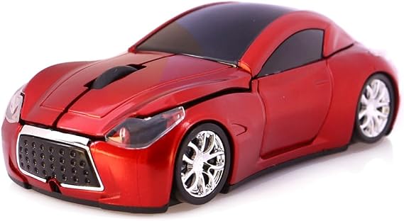 Computer Wireless Mouse Car Shape Optical Mice USB 2.4Ghz for PC Laptop (Red)