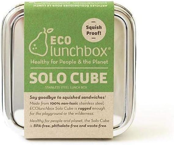 ECOlunchbox Solo Cube Stainless Steel Lunch Container, 21 oz 5.25" Square