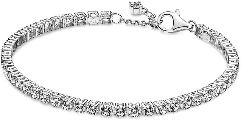 Pandora Sparkling Tennis Bracelet - Sterling Silver & Cubic Zirconia Bracelet for Women Timeless Collection - Gift for Her - 20cm, No Gift Box, 7.9" Pack of 1, Metal, Cubic Zirconia